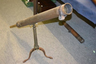 Lot 1041 - A 3inch Brass Table Telescope, with rack and pinion focusing, on a folding cast iron and brass...