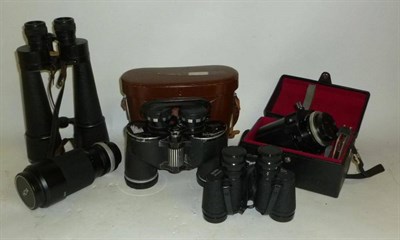 Lot 1045 - Mixed Instruments, including a pair of Barr & Stroud 15x binoculars in a stitched leather case,...