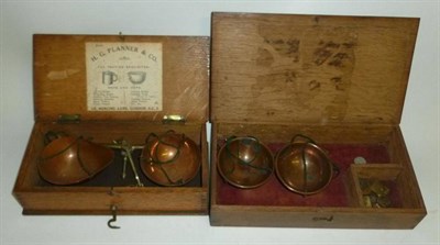Lot 1050 - A Brass Tea Sample Beam Scale, with label to underside of lid 'H.G.Planner & Co., Tea Tasting...