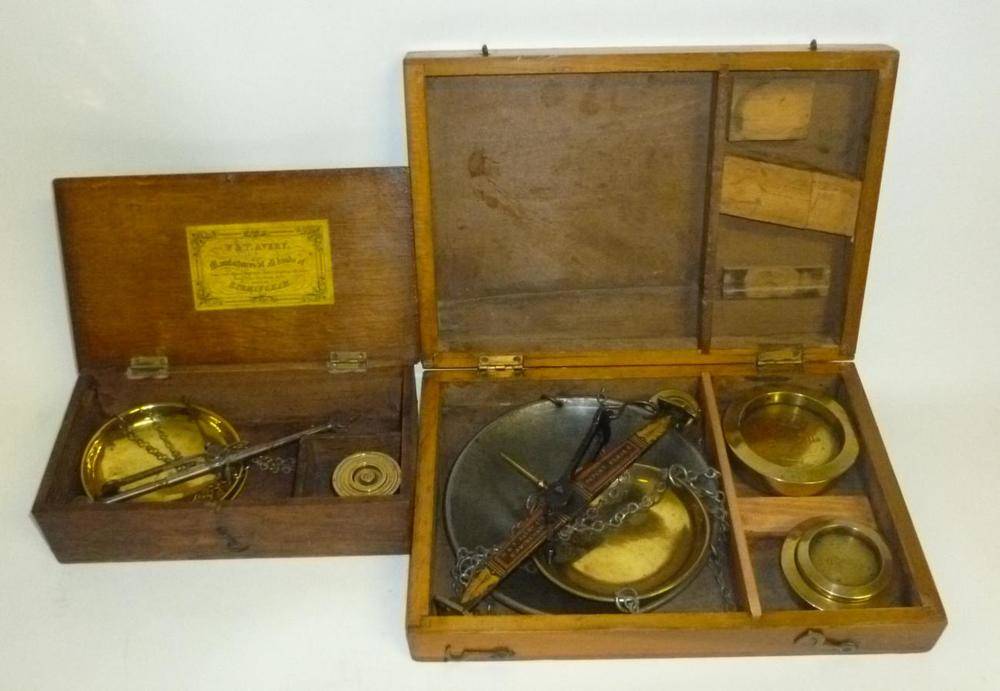 Lot 1051 - Two Cased Avery Beam Scales - Avery Patent Class C Bread Scale, to weigh 4lbs, with black and...