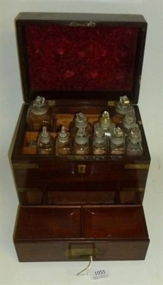 Lot 1055 - A 19th Century Brass Bound Mahogany Apothecary's Box, the hinged lid with crushed velvet...