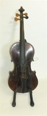 Lot 1076 - A 19th Century French Violin, no label, with a 348mm one piece back, boxwood tuning pegs, in a...