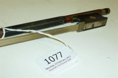 Lot 1077 - An 18th Century Violin Bow, possibly French, no makers name, with later ebony frog and nickel...