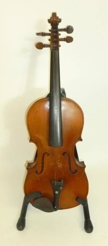 Lot 1084 - A 19th Century German Violin, no label, with 358mm one piece back, rosewood tuning pegs, in a...