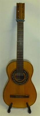 Lot 1093 - A Spanish Parlour Guitar by Antonio Carlos Garcia, Madrid, with walnut back and sides, spruce...