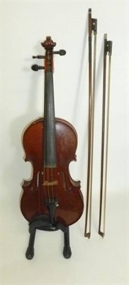 Lot 1098 - A 20th Century German Violin, labelled 'Anton Hertel 1929', with a 358mm two piece back, ebony...