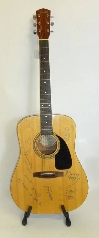 Lot 1107 - Oasis Interest - A Fender DG4 Acoustic Guitar, signed by Oasis, in a moulded case. ** With two...