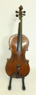 Lot 1123 - A 19th Century German Violin, with illegible label, 363mm one piece back, ebony tuning pegs