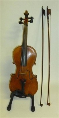 Lot 1125 - A 19th Century German Violin, no label, with a 359mm one piece back, ebony tuning pegs,...