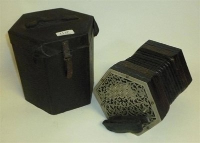 Lot 1137 - A 19th Century Thirty Four Key Anglo System Hexagonal Concertina, no makers name, with  pierced...