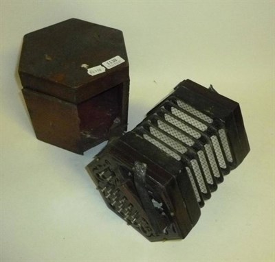 Lot 1138 - A 19th Century Thirty Four Key Anglo System Hexagonal Concertina by G.Jones, the fretwork...