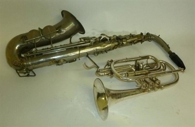 Lot 1145 - A Nickel Plated Brass Alto Saxophone, inscribed '1st Army Corps Band Competition, first Prize...