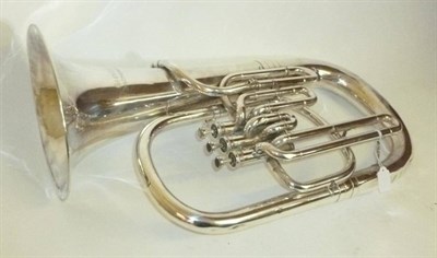 Lot 1147 - A Silver Plated Baritone Horn by Rosehill Instruments, with mouthpiece, in hard case; A Silver...