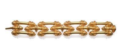 Lot 372 - A Bracelet, by Castellani, circa 1870, formed as three rows of layered curved bars each with...