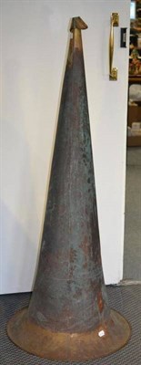 Lot 1162 - A Very Large Brass Phonograph Horn, of conical form, with flared bell, length 136cm