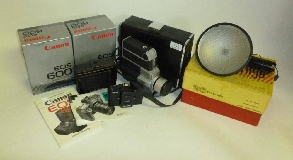 Lot 1193 - Mixed Cameras and Accessories, including an ICA 'Ideal' folding camera, Zenith Lomo Minitar 1,...