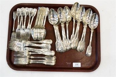 Lot 376 - A 19th Century Harlequin Part Table Service of Silver Flatware, various dates and makers,...