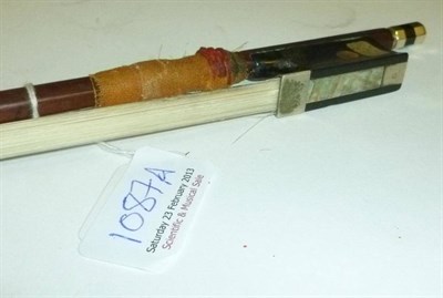 Lot 1087A - A 19th Century Nickel Mounted Violin Bow, possibly French, with later fittings, weight 64 grams
