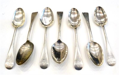 Lot 381 - A Set of Seven George II Scottish Silver Tablespoons, William Dempster, Edinburgh 1756, Old English