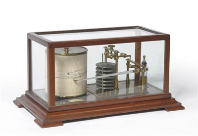 Lot 1002 - A Mahogany Cased Barograph by Short and Mason Ltd, London, with seven section vacuum, working...