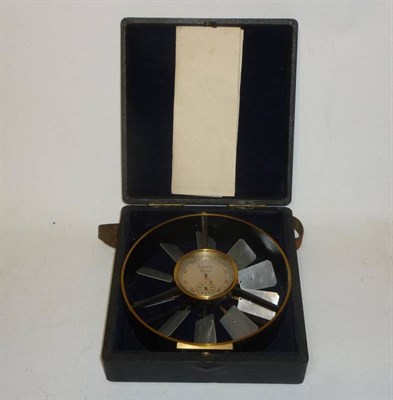 Lot 1006 - A Black Enamelled Brass Anemometer by E. Davis, Leeds, with silvered dial, blued steel pointer,...