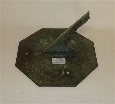 Lot 1009 - A Late 18th Century Bronze Sundial by Gregory & Wright, London, of octagonal form, engraved...