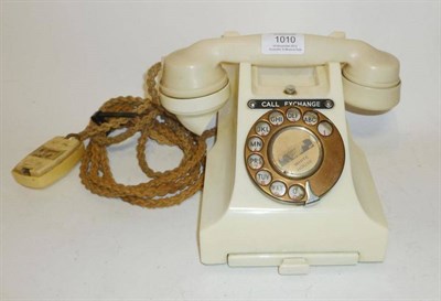 Lot 1010 - An Ivory Bakelite Model 312L GPO Telephone, numbered S56/3A, with 'Call Exchange' label, brass...