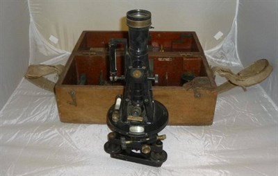 Lot 1017 - A Black Enamelled Brass Transit Theodolite by E.R.Watts & Son, London, No.20199, with silvered...