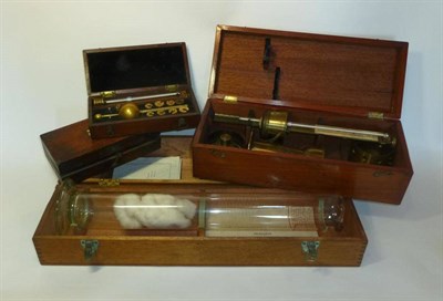 Lot 1018 - A Mahogany Cased Fields Patent Alcoholmeter by Joseph Long, London, number 709, comprising a...