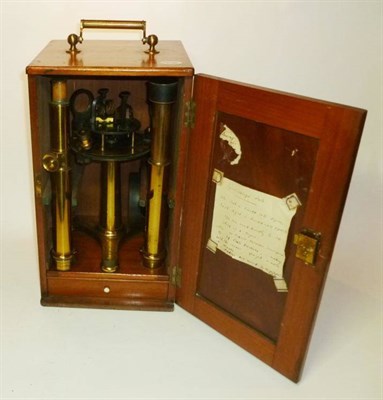 Lot 1022 - A 19th Century Lacquered Brass Laboratory Spectroscope by John Browning, London, the circular stage