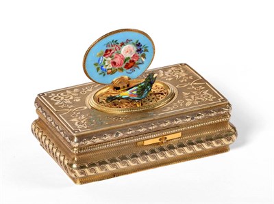 Lot 387 - A Swiss Gilt and Enamel Singing Bird Box,  the movement by Henri Metert, circa 1850, in the...