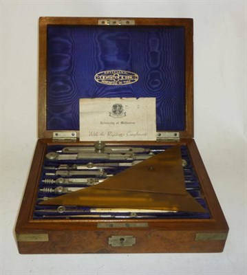 Lot 1069 - A Walnut Cased Set of Drawing Instruments by T.B.Winter, Newcastle on Tyne, containing nickel...