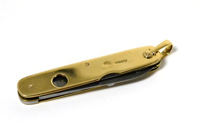 Lot 388 - A 15ct Gold Penknife/Cheroot Cutter, Walter Thornhill & Co (Hubert Thornhill), London 1896,...