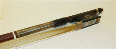 Lot 1090 - A 20th Century English Silver Mounted Viola Bow by Garner Wilson, stamped 'Garner Wilson', the...