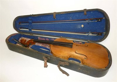 Lot 1100 - A 19th Century German Viola, labelled 'Copy of Antonius Stradivarious', with a 411mm two piece...