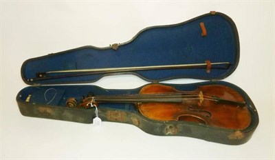 Lot 1102 - A Late 18th or Early 19th Century German Violin, no label, with a 355mm one piece back, ebony...