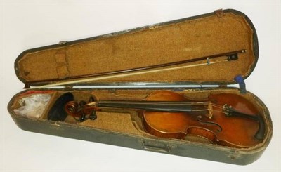 Lot 1110 - A 19th Century German Violin, labelled 'Copie de Gaspar da Salo, in Brescia', with a 358mm two...