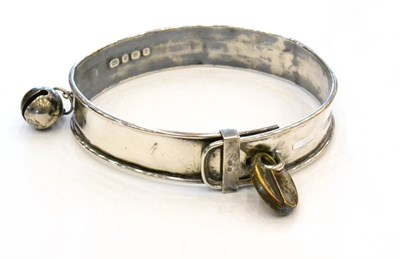 Lot 392 - An Edwardian Silver Dog Collar, Lawrence Emanuel, Birmingham 1902, plain with a rolled edge,...