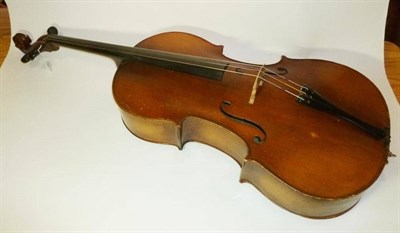 Lot 1124 - A 20th Century German Violoncello, retailers label for 'Kentiplay Music & Radio Stores, Fife', with