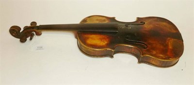 Lot 1128 - A 19th Century Violin, no label, branded 'Perry' below button, with 355mm one piece back,...