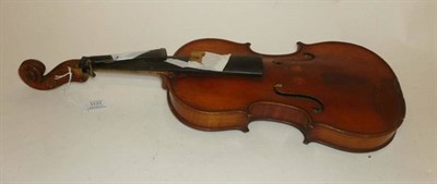 Lot 1131 - A 19th Century French Violin, no label, possibly Mirecourt, with 356mm two piece back