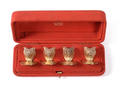 Lot 396 - A Set of Four George V Silver Gilt Menu or Place Card Holders, J W Turton & Co Ltd, London...