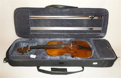 Lot 1147 - A Late 19th Century German Violin, labelled 'Antonius Stradivarious, Deutiche Arbeit 1886',...