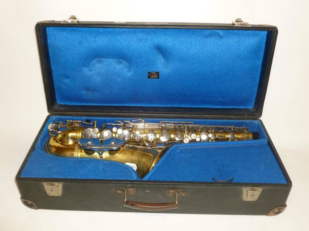 Lot 1157 - A Weltklang Brass Alto Saxophone, serial number 46865, made in GDR for Rudall Carte, with...