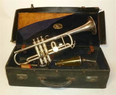 Lot 1160 - A Boosey & Co. Silver Plated Class A 'Silbron' Trumpet, serial number 132012, patent 193729,...