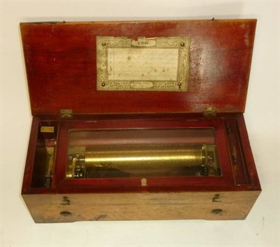 Lot 1167 - A Small 19th Century Swiss Cylinder Music Box, with 20.5cm brass cylinder and single steel comb...