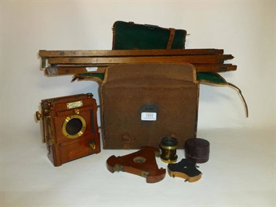 Lot 1203 - A Small Perken Son & Co. 'Optimus' Mahogany & Brass Long Focus Tailboard Type Field Camera,...