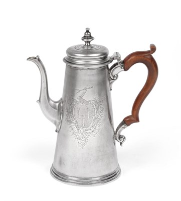 Lot 403 - A George II Silver Coffee Pot, Gabriel Sleath, London 1734, of typical tapering cylindrical...