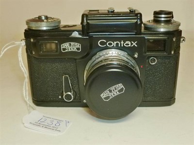 Lot 1238 - A New Copy of a Carl Zeiss Contax IIIA Camera, with black enamelled body, Sonnar f2/50mm lens, lens