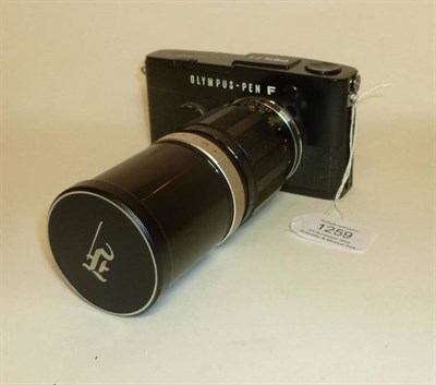 Lot 1259 - An Olympus Pen FT Camera No.323730, in black, with Zuiko Auto-T f4/150mm lens